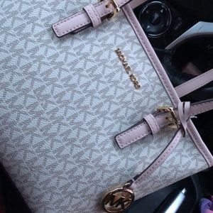 NWT Michael Kors Jet Set Travel Extra Small Logo Top-Zip Tote Bag Powder Blush